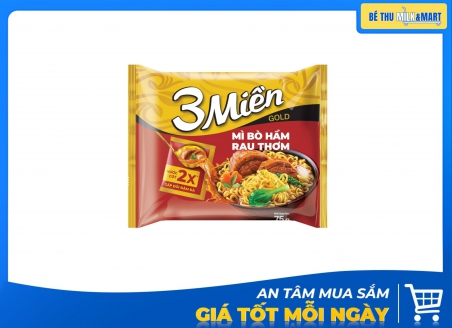 Mì 3 Miền Gold Bò Rau Thơm 75g