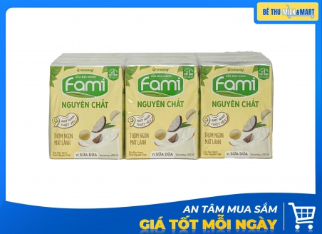 Sữa Đậu Nành Fami Nguyên Chất Vị Sữa Dừa Hộp 200ml